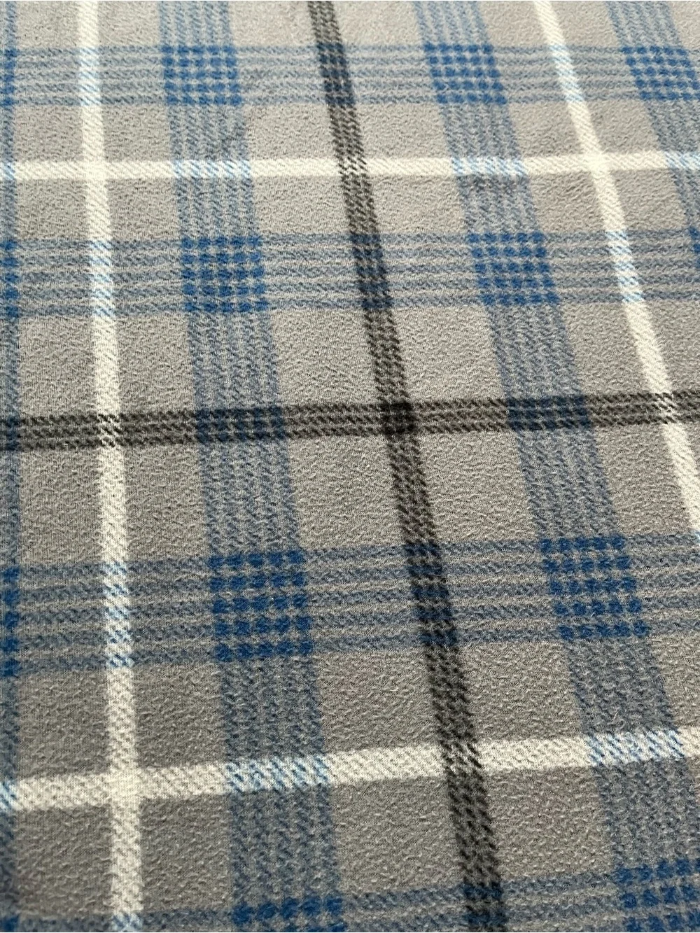 Gray and Blue Plaid Throw Blanket